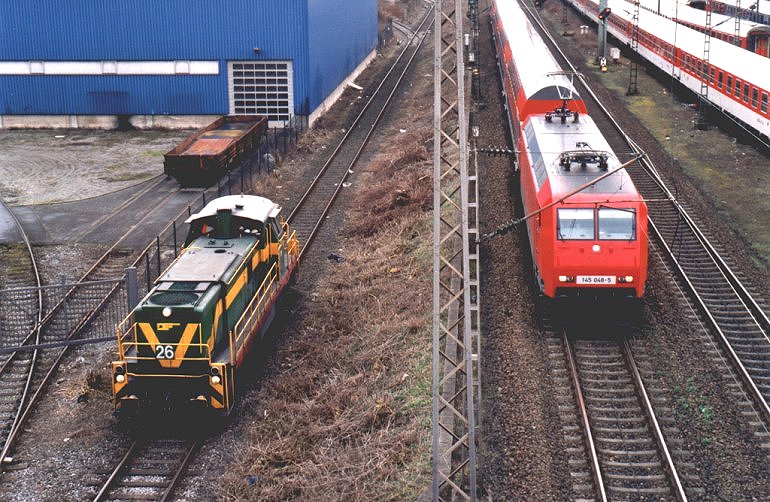 [DE 26 befährt am 30.03. zu Testfahrten das Industriestammgleis Dortmund-Körne]