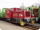 [BE D4 rangiert Wagen des MWB/SETG-Holzverkehrs in Bad Bentheim Nord]