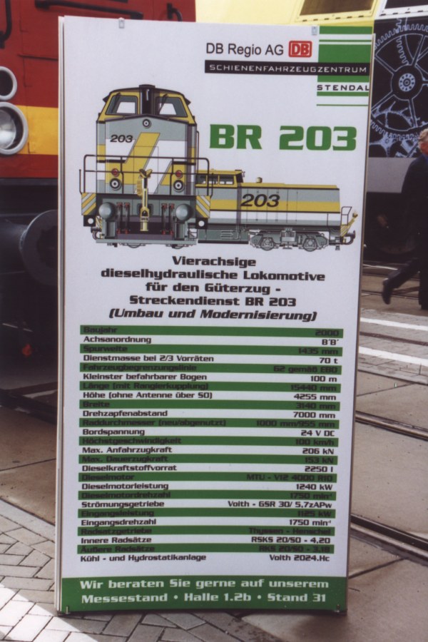 [Schautafel Modernisierung BR 203 auf der Innotrans 2000]
