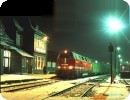 [V180 256 mit dem Holzzug nach Blankenstein im Spitzkehrenbahnhof Lobenstein]