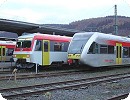 [WEBA 628 677 stellt sich im Bahnhof Betzdorf...]
